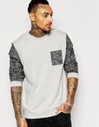 Asos Sweatshirt With Bandana Print - Gray Marl