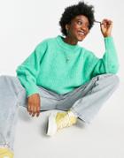 Asos Design Oversized Sweater In Premium Yarn In Rib In Green