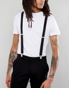 Asos Suspenders In Black With Gold Trims - Black