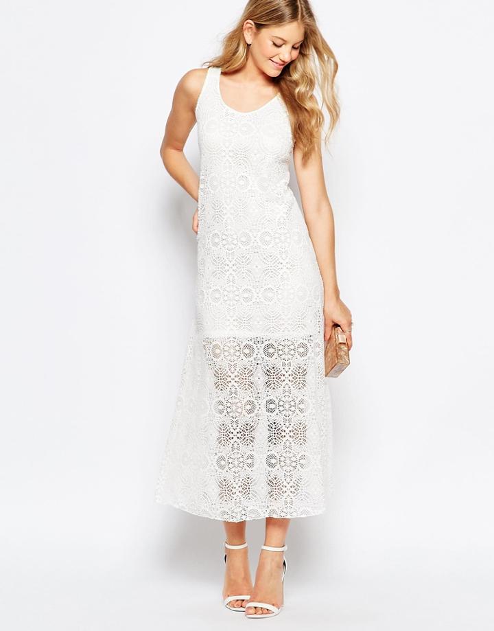 Qed London Lace Maxi Dress - White