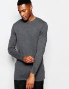 Asos Longline Sweater With Contrast Panel - Charcoal