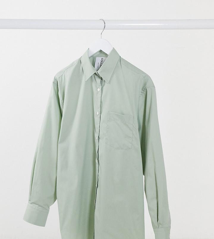 Collusion Oversized Shirt In Pistachio-green