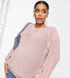 New Look Maternity Volume Sleeve Sweater In Light Pink
