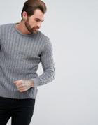 Ringspun Cable Knitted Sweater - Gray