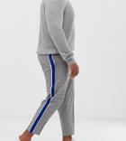 Asos Design Plus Tapered Smart Pants In Gray Prince Of Wales Check With Side Stripe - Gray