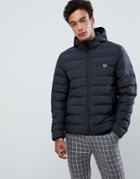 Fred Perry Hooded Puffer Jacket In Black - Black