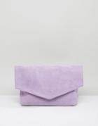 Asos Suede Triangle Clutch Bag - Purple