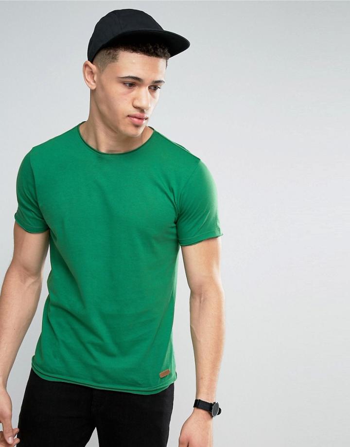 Brave Soul Basic Raw Edge T-shirt - Green