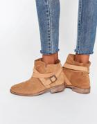 Asos Alex Suede Slouch Ankle Boots - Beige