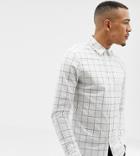 Asos Design Tall Slim Shirt In Check - White