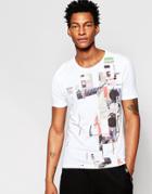 Sisley Crew Neck T-shirt With Graphic Print - White