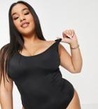 Simply Be Swimsuit With Ruched Detail In Black-multi