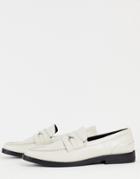 Asos Design Loafer In Off White Faux Leather With Contrast Sole