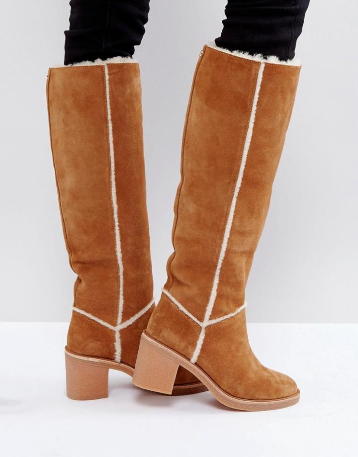 Ugg Kasen Tall Heeled Knee Boots Chestnut - Tan