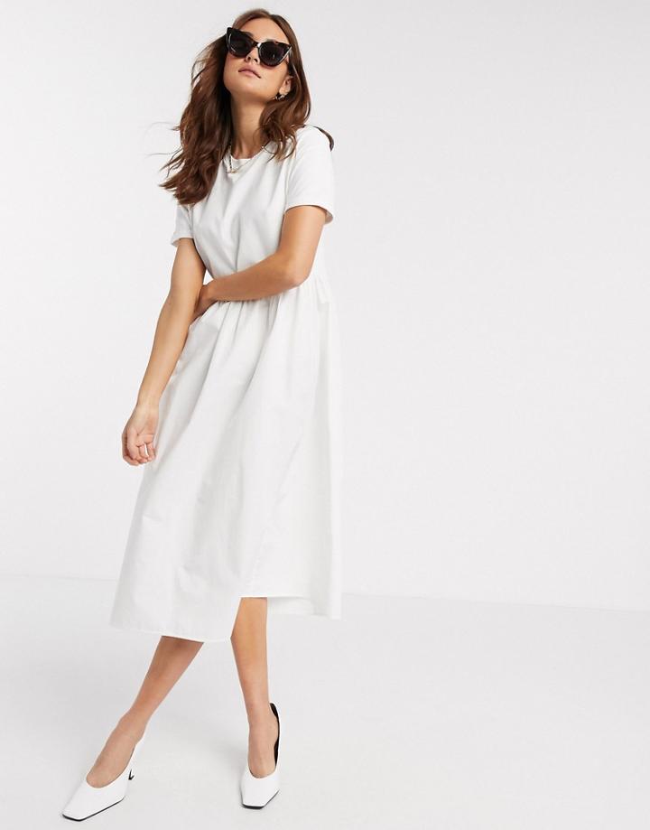 River Island Poplin Maxi T-shirt Dress In White