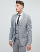 River Island Slim Fit Suit Jacket In Gray Check - Gray