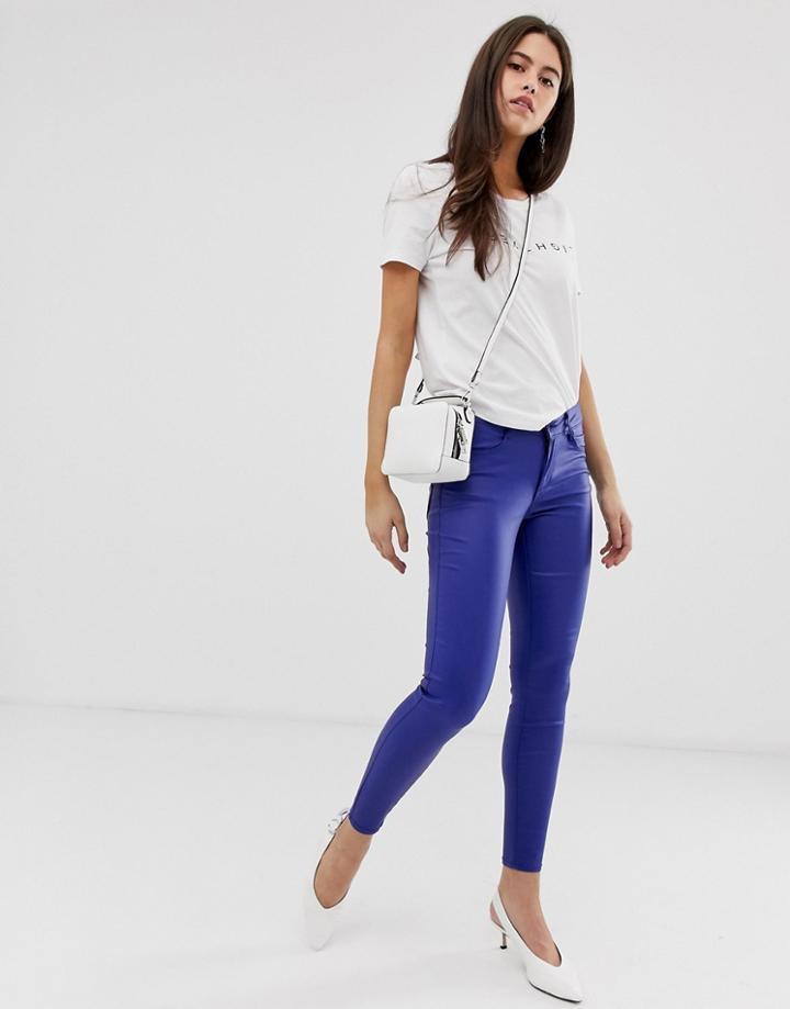 Vila Faux Leather Pants - Blue