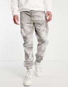 River Island Tie Dye Cargo In Gray-grey