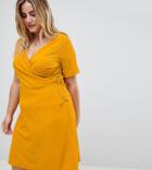 New Look Curve Wrap Dress - Yellow