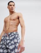 Boss Piranha Swim Shorts With Palm Print - Navy