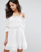 Stevie May Fantasy Mini Dress With Cold Shoulder - White