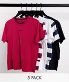 Hollister 5 Pack Central Logo T-shirts In Multi