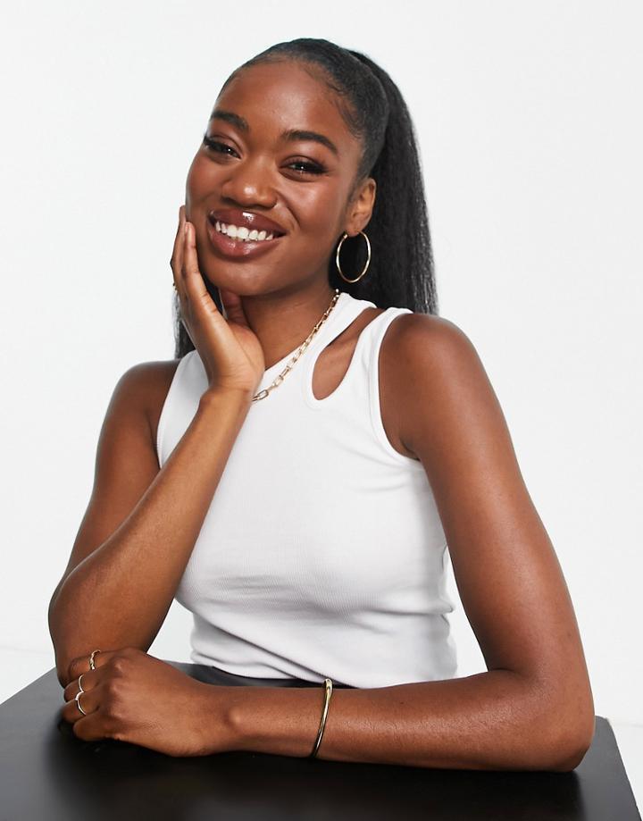 New Look Cut Out Racer Tank Top In White