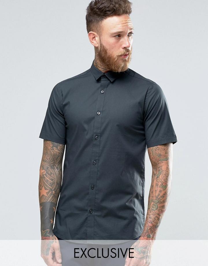 Only & Sons Skinny Smart Short Sleeve Shirt - Gray