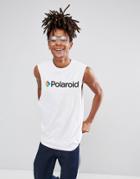 Asos Polaroid Sleeveless T-shirt With Dropped Armhole - White