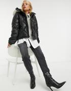 Urbancode Jaamini Quilted Jacket With Removable Sleeves And Faux Fur Collar In Black