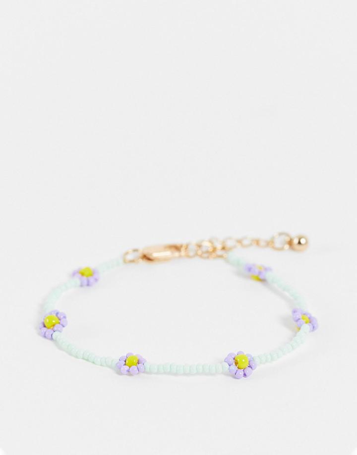 Pieces Flower Beaded Bracelet In Mint-multi