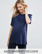 Asos Maternity T-shirt With Ruffle - Blue