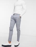 Asos Design Super Skinny Suit Pants With Prince Of Wales Check In Blue-blues