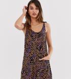 Monki Romper With Shoulder Bow Detail In Animal Print-multi
