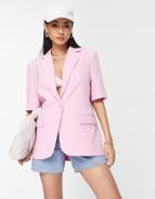Vero Moda Tailored Suit Blazer With Short Sleeves In Pink
