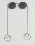 Asos Round Sunglasses With Hoop Earrings - Silver