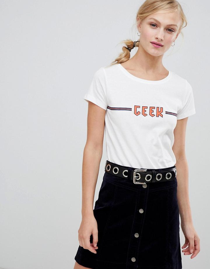 Jdy Geek Print T-shirt - White