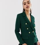 Missguided Military Blazer In Green - Beige