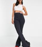 Collusion Acid Wash Seam Legging Flare In Charcoal-grey