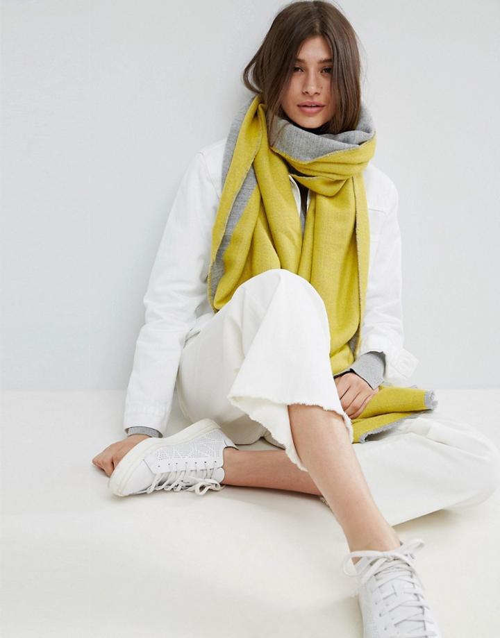 Asos Long Woven Diagonal Color Blocked Scarf - Gray