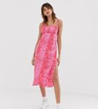 Reclaimed Vintage Inspired Cami Midi Dress In Animal Print-pink
