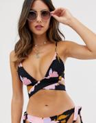 River Island Triangle Bikini Top With Wrap Around In Black - Black