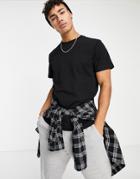 Selected Homme Organic Cotton Slim Fit Crew Neck T-shirt In Black
