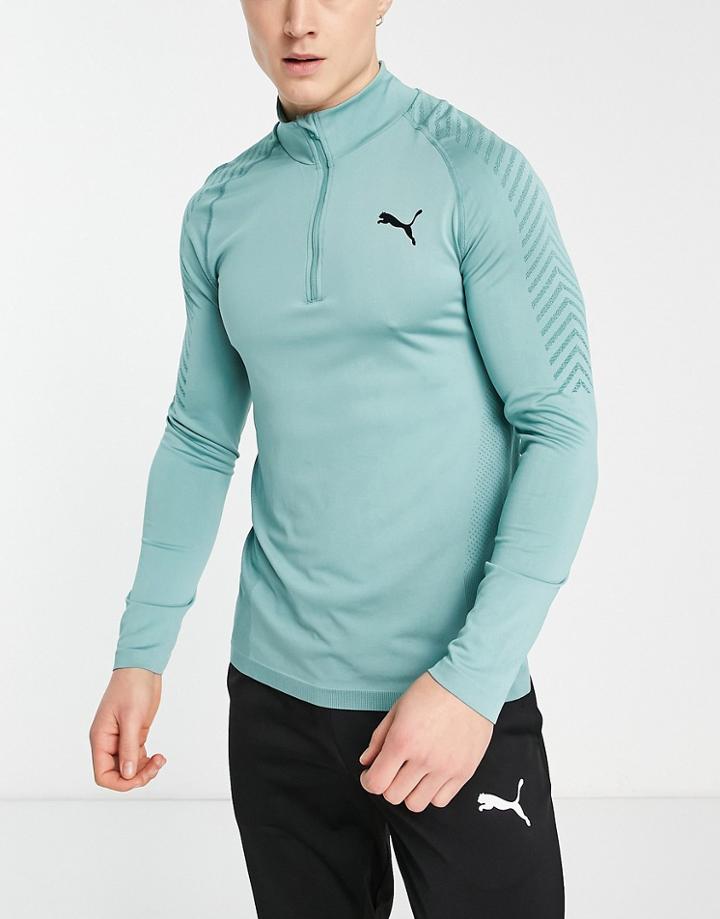 Puma Training Formknit Seamless Half Zip Top In Blue