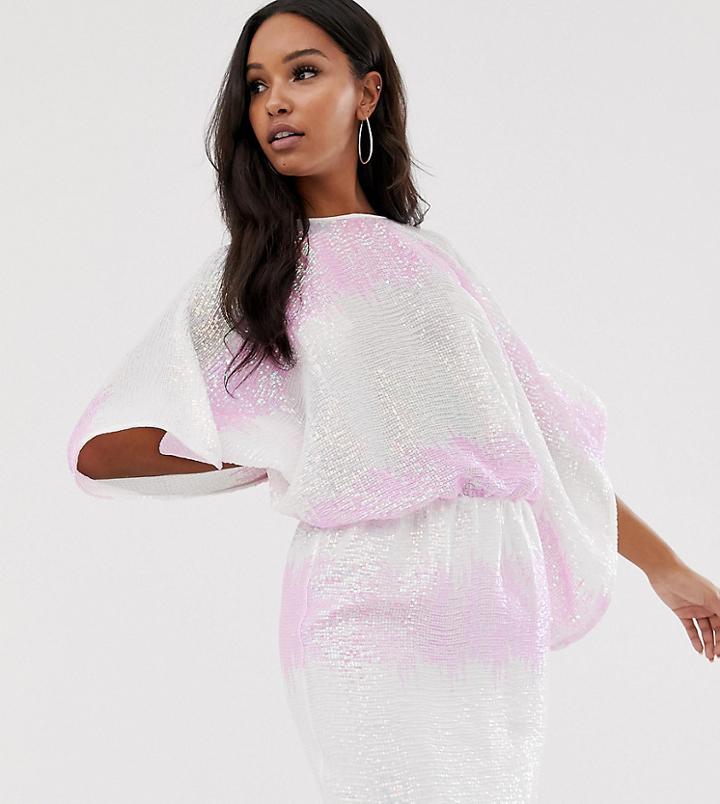 Flounce London Sequin Batwing Mini Dress In Ombre Sequin
