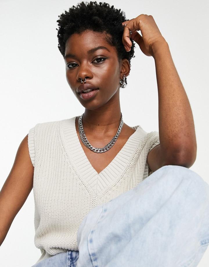 Weekday Poppy Knitted Tank Top In Light Mole-neutral