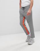 Asos Tapered Smart Pants In Gingham With Orange Insert Stripe - Black