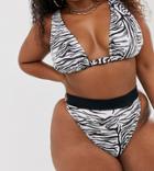 South Beach Curve Exclusive Mix And Match Color Block Bikini Bottom In Zebra-multi