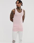 Asos Design Organic Muscle Fit Tank With Stretch In Pink - Pink