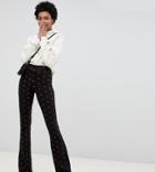 Asos Design Tall Heart Print Flare Pants - Multi